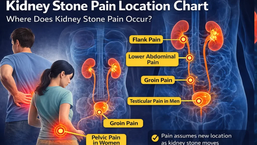 Kidney Stone Pain Location Chart – Where Does Kidney Stone Pain Occur?