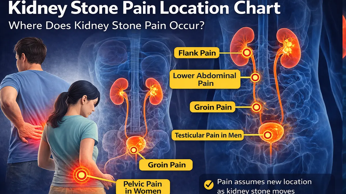 kidney stone pain location chart male female