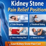 kidney stone pain relief positions illustration showing best sleeping and sitting positions for fast pain relief