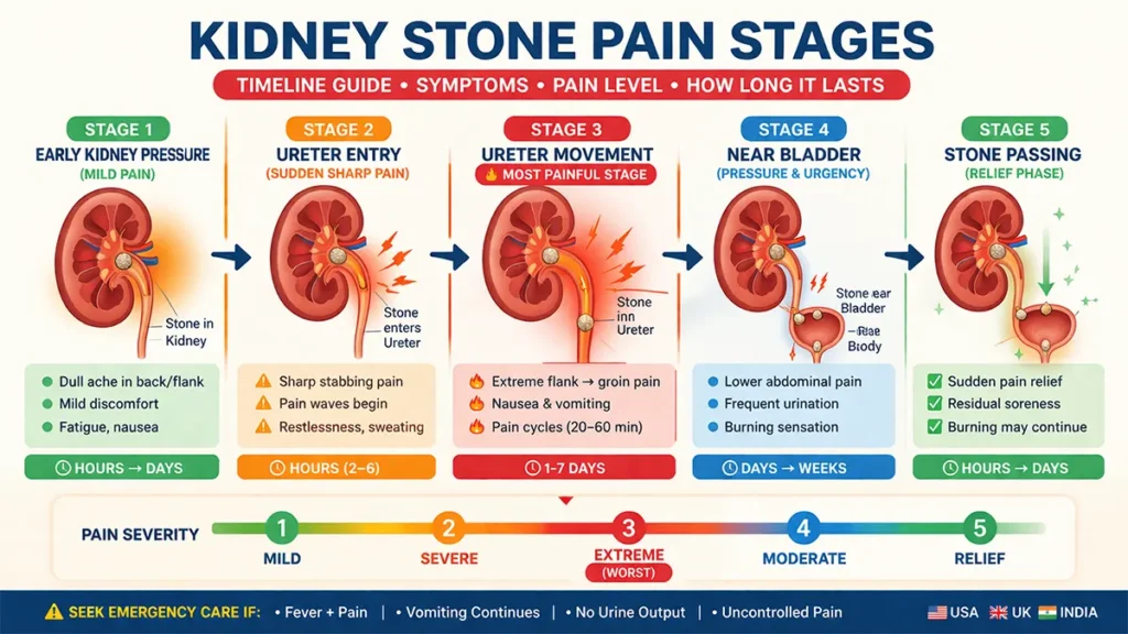 Kidney Stone Pain Stages Explained (Timeline Guide)