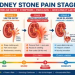 kidney stone pain stages timeline infographic