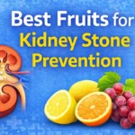 best fruits for kidney stone prevention showing lemon orange grapes and kidney illustration with citrate rich fruits 2026
