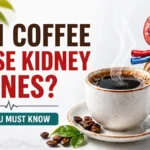 can coffee cause kidney stones infographic with black coffee cup and kidney illustration caffeine effects 2026