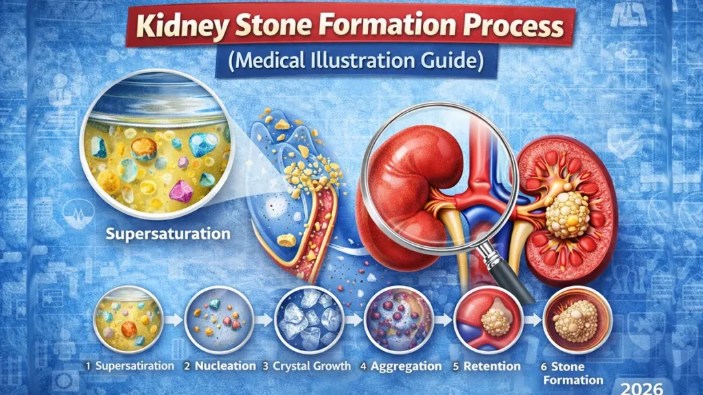 Kidney Stone Formation Process (Medical Illustration Guide – 2026)