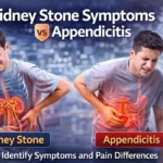 kidney stone vs appendicitis symptoms pain location comparison infographic