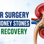 laser kidney stone surgery recovery guide infographic showing laser treatment and fast recovery process 2026
