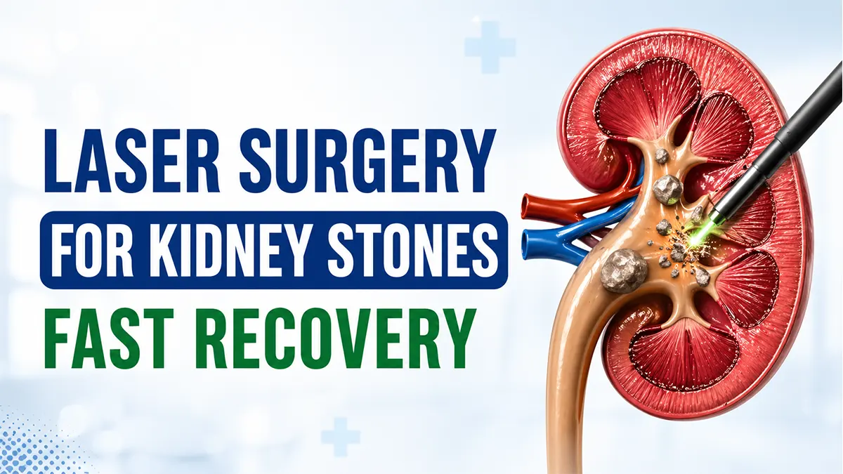 laser kidney stone surgery recovery guide infographic showing laser treatment and fast recovery process 2026