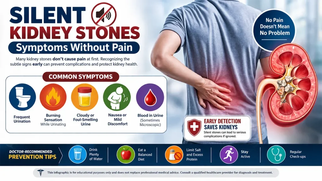 ⚠️ Silent Kidney Stones: Symptoms Without Pain You Shouldn’t Ignore (2026 Guide)