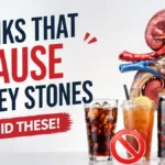 worst drinks for kidney stones showing soda iced tea energy drink and alcohol with kidney illustration 2026