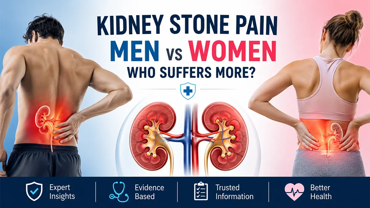 Kidney stone pain male vs female comparison showing pain differences, anatomy, and kidney stone symptoms in men and women